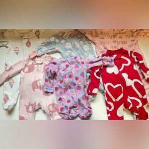 6 footie pajamas for girls size preemie, newborn, and 0-3 months